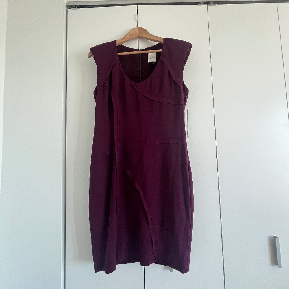 Nicole Miller Silk Burgundy Sheath Dress Sz 10
